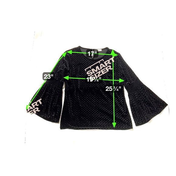 Solitaire Black Velvet Textured Bell Sleeve Top Women’s L Boho Chic Whimsical - Picture 4 of 10